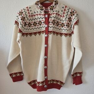 Vintage Viking Knit Fair Isle Cardigan Large